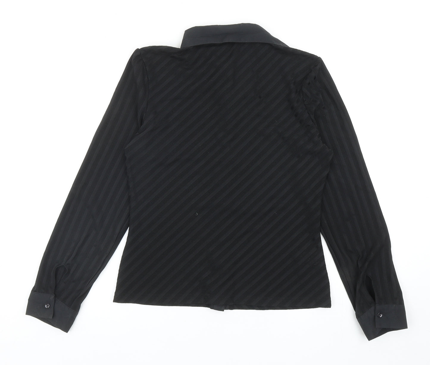 AMARANTO Womens Black Geometric Polyester Basic Button-Up Size 12 V-Neck