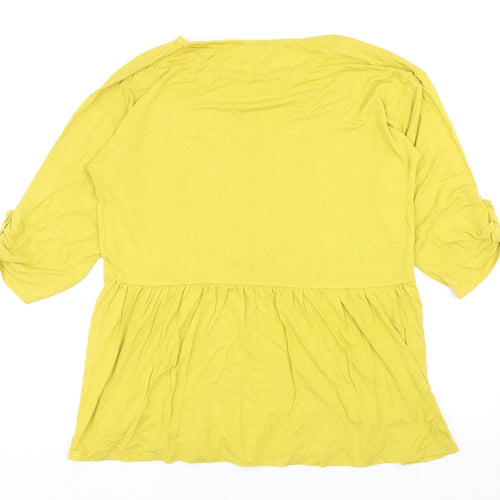 Indigo & Co Womens Yellow Viscose Basic T-Shirt Size M Round Neck