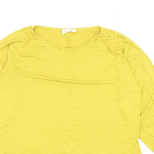 Indigo & Co Womens Yellow Viscose Basic T-Shirt Size M Round Neck