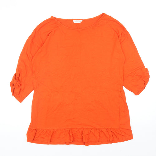 Indigo & Co Womens Orange Viscose Basic T-Shirt Size M Round Neck