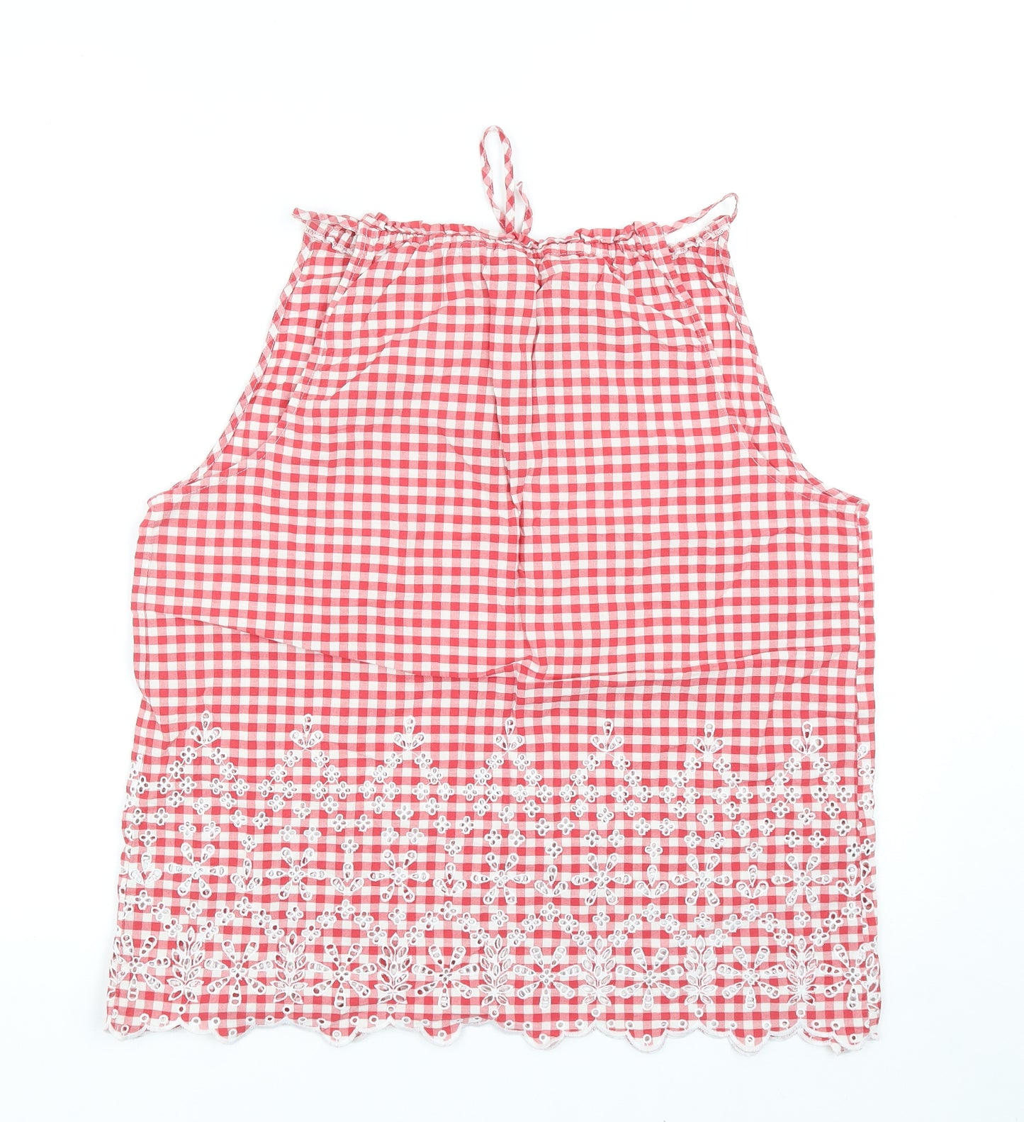 TU Womens Red Geometric Cotton Basic Tank Size 16 Round Neck - Broderie Anglaise