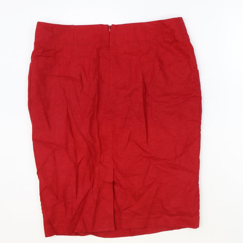 Marks and Spencer Womens Red Polyester Straight & Pencil Skirt Size 32 in Zip
