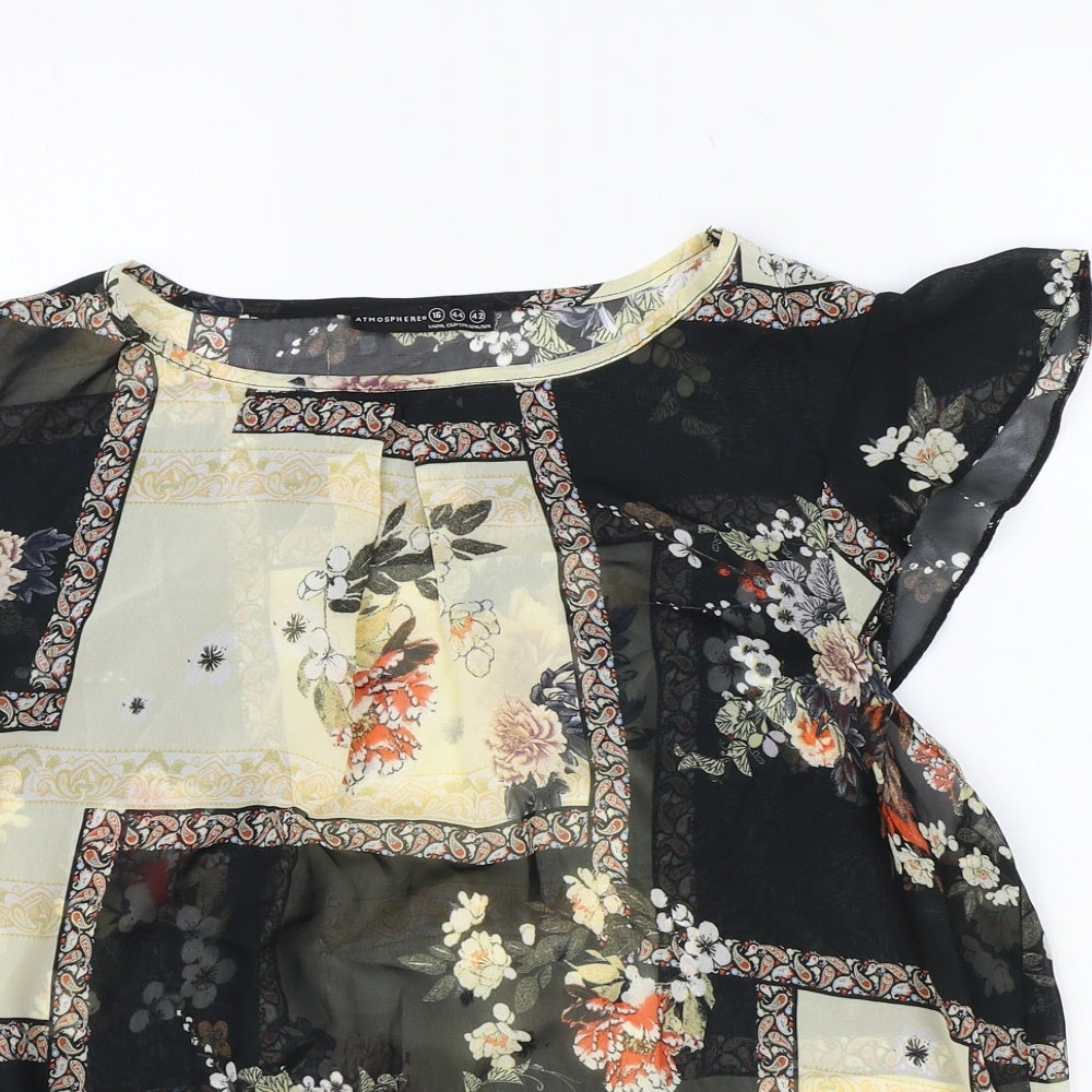 Atmosphere Womens Multicoloured Geometric Polyester Basic Blouse Size 16 Round Neck