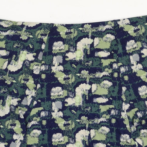 Preworn Womens Green Geometric Polyester Skater Skirt Size 38 in