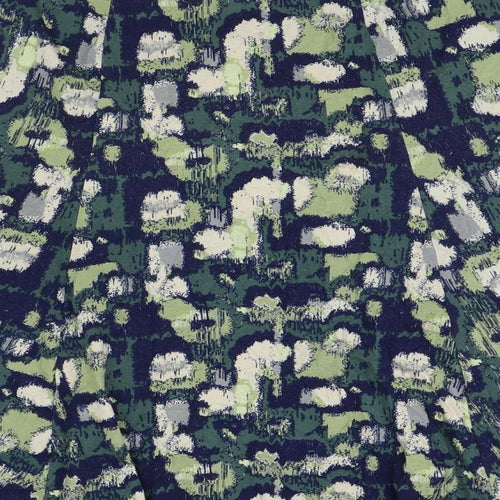 Preworn Womens Green Geometric Polyester Skater Skirt Size 38 in