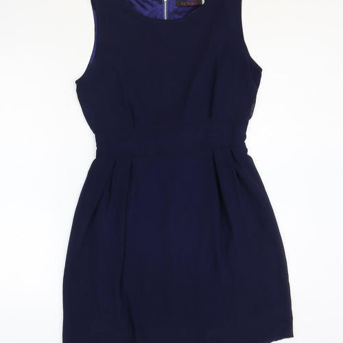 Tenki Womens Blue Polyester A-Line Size 10 Scoop Neck Zip