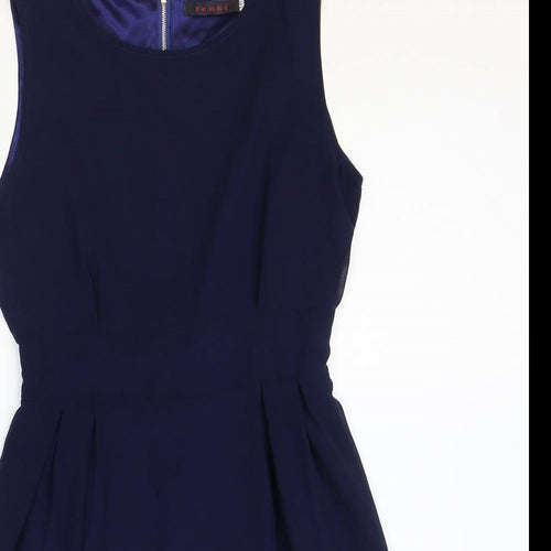 Tenki Womens Blue Polyester A-Line Size 10 Scoop Neck Zip