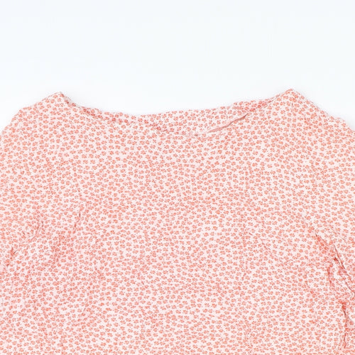 H&M Womens Red Geometric Viscose Basic Blouse Size 10 Round Neck
