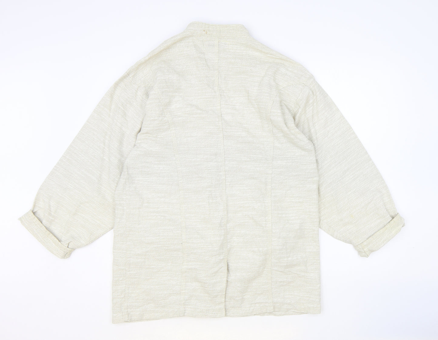 Mosquitos Womens Beige Polyester Basic Button-Up Size S Round Neck