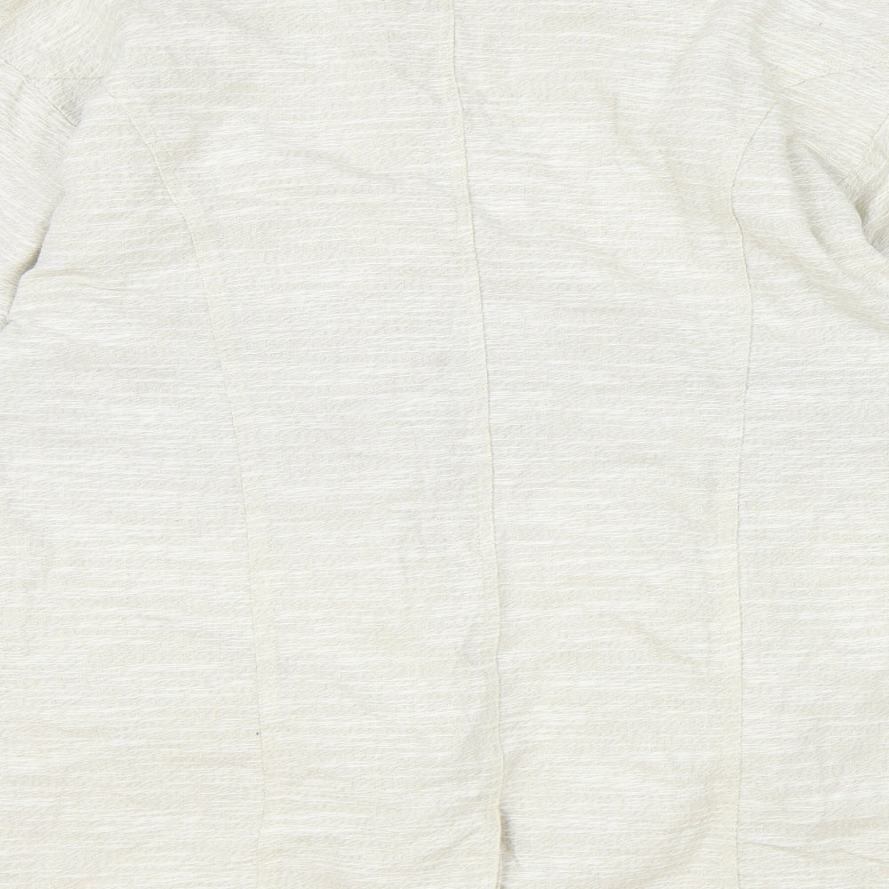 Mosquitos Womens Beige Polyester Basic Button-Up Size S Round Neck