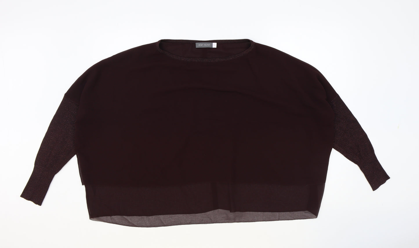 Mint Velvet Womens Purple Viscose Basic T-Shirt Size 12 Round Neck