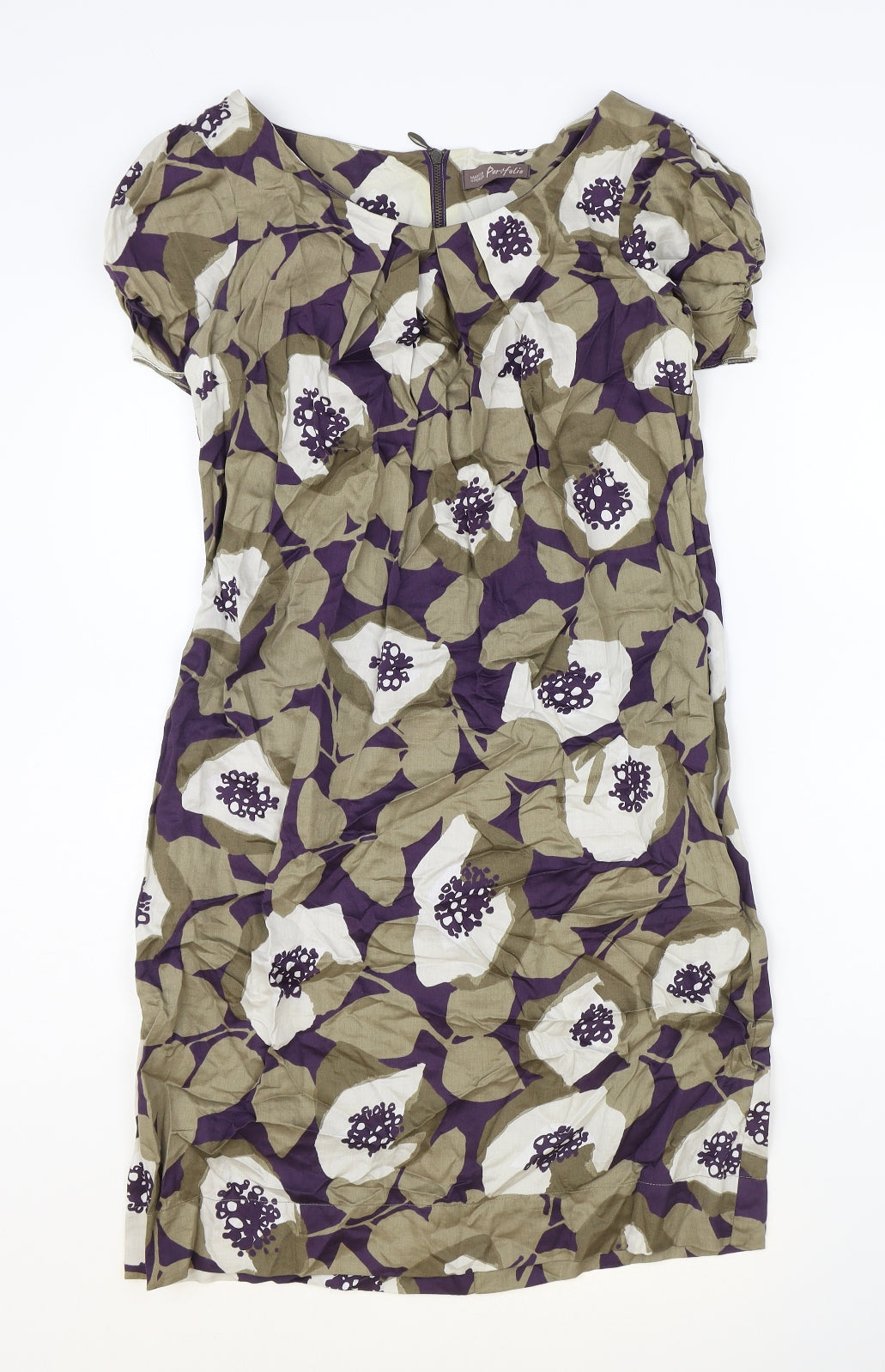 Marks and Spencer Womens Multicoloured Floral 100% Cotton A-Line Size 8 Round Neck Zip