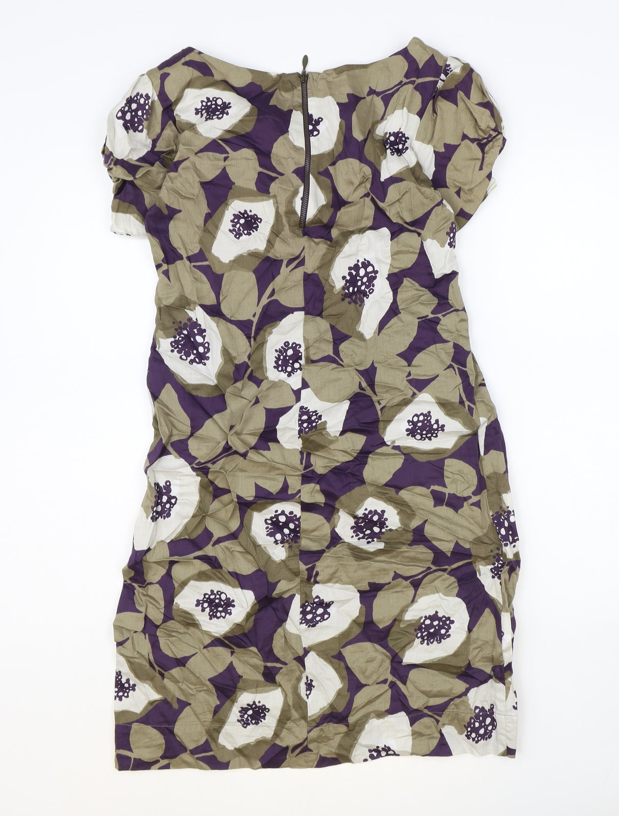Marks and Spencer Womens Multicoloured Floral 100% Cotton A-Line Size 8 Round Neck Zip