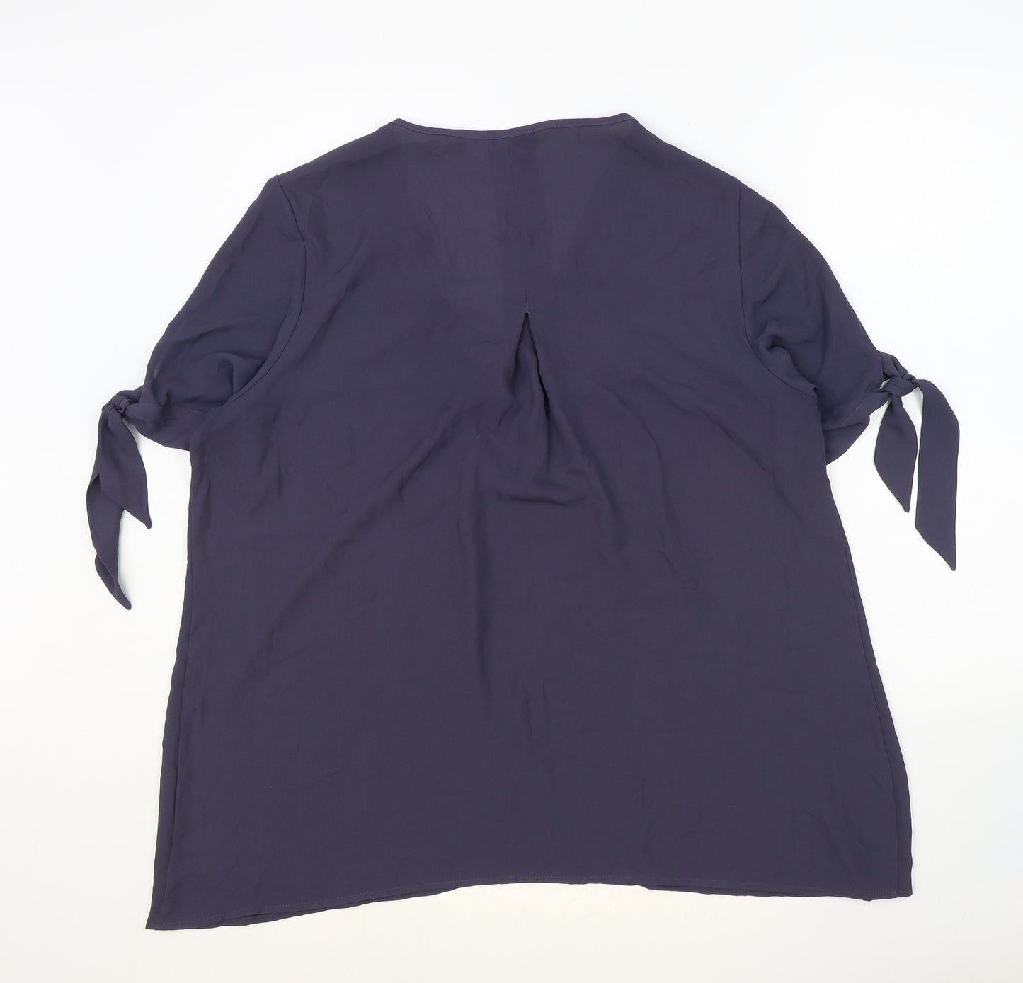 Jasper Conran Womens Blue Polyester Basic Blouse Size 16 V-Neck