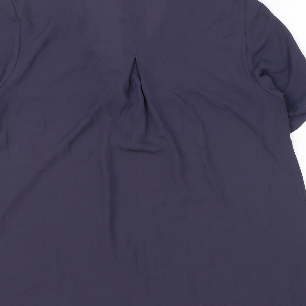 Jasper Conran Womens Blue Polyester Basic Blouse Size 16 V-Neck