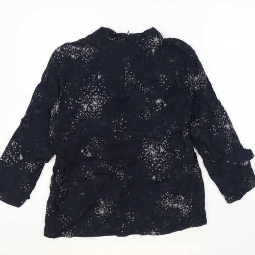 Phase Eight Womens Blue Geometric Viscose Basic Blouse Size 8 V-Neck