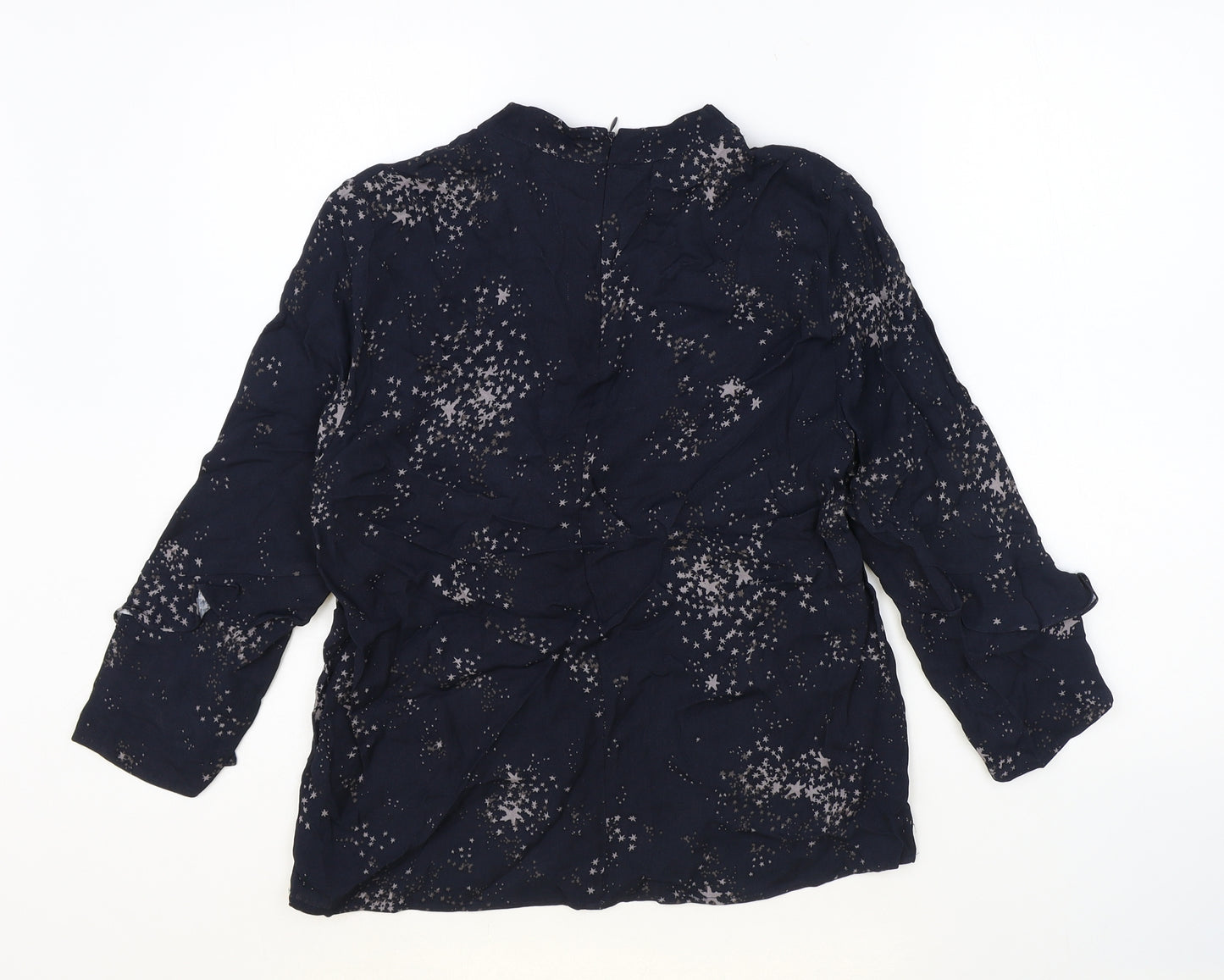 Phase Eight Womens Blue Geometric Viscose Basic Blouse Size 8 V-Neck