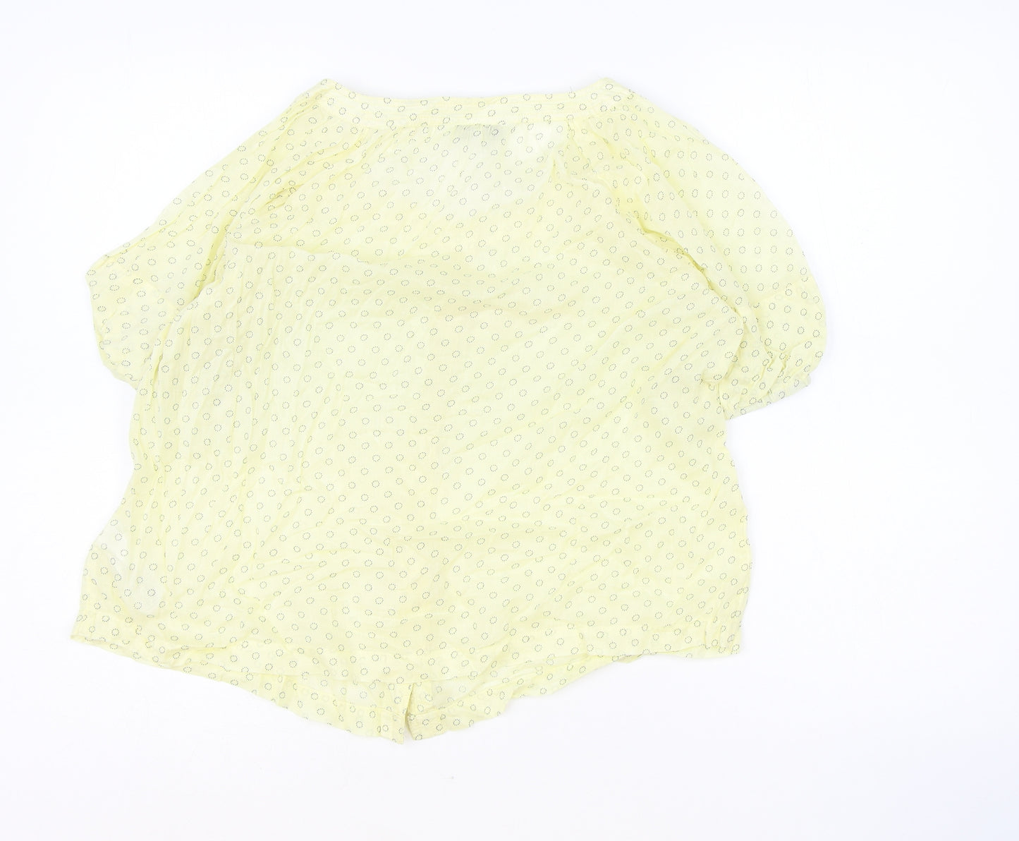 NEXT Womens Yellow Geometric 100% Cotton Basic Blouse Size 8 Scoop Neck