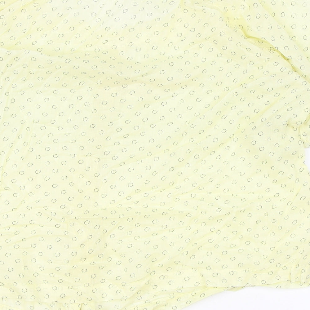 NEXT Womens Yellow Geometric 100% Cotton Basic Blouse Size 8 Scoop Neck
