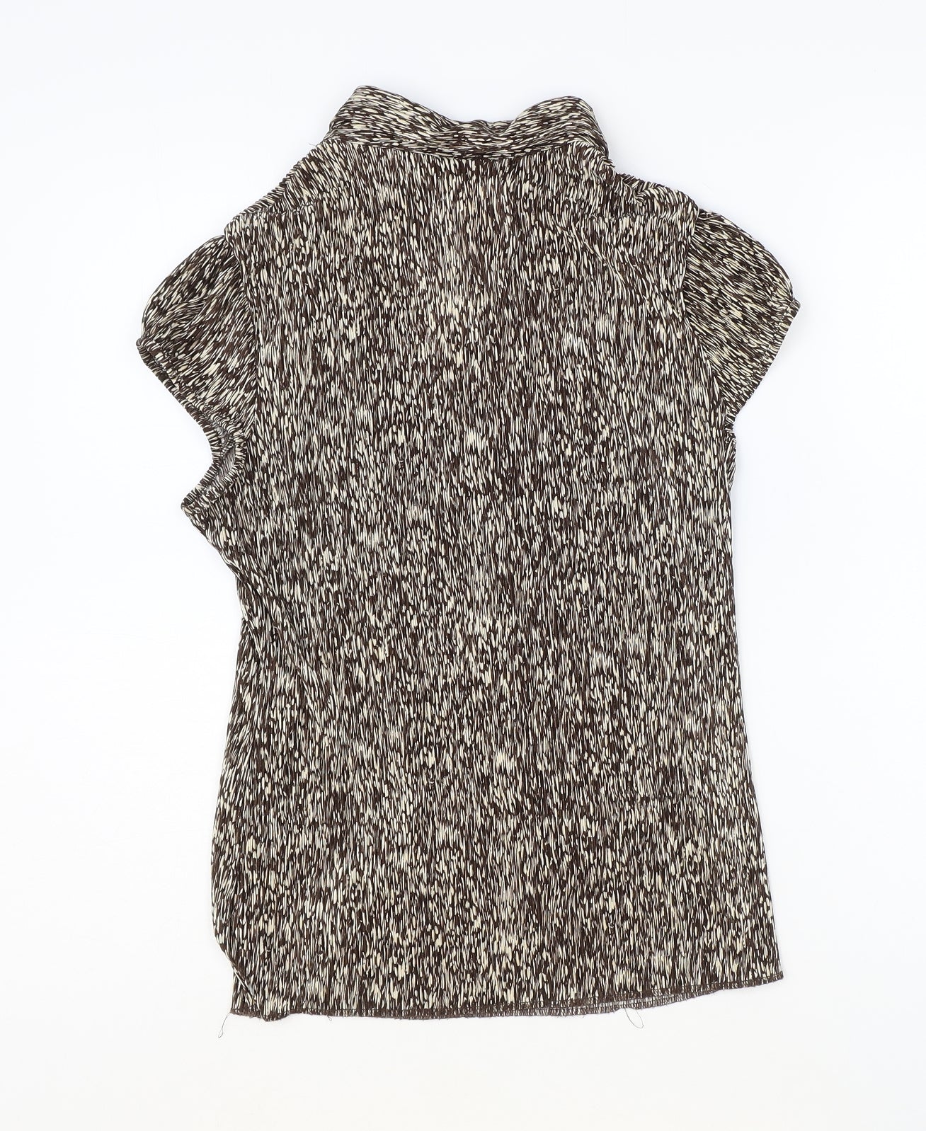 NEXT Womens Brown Geometric Polyester Basic Blouse Size 14 Collared