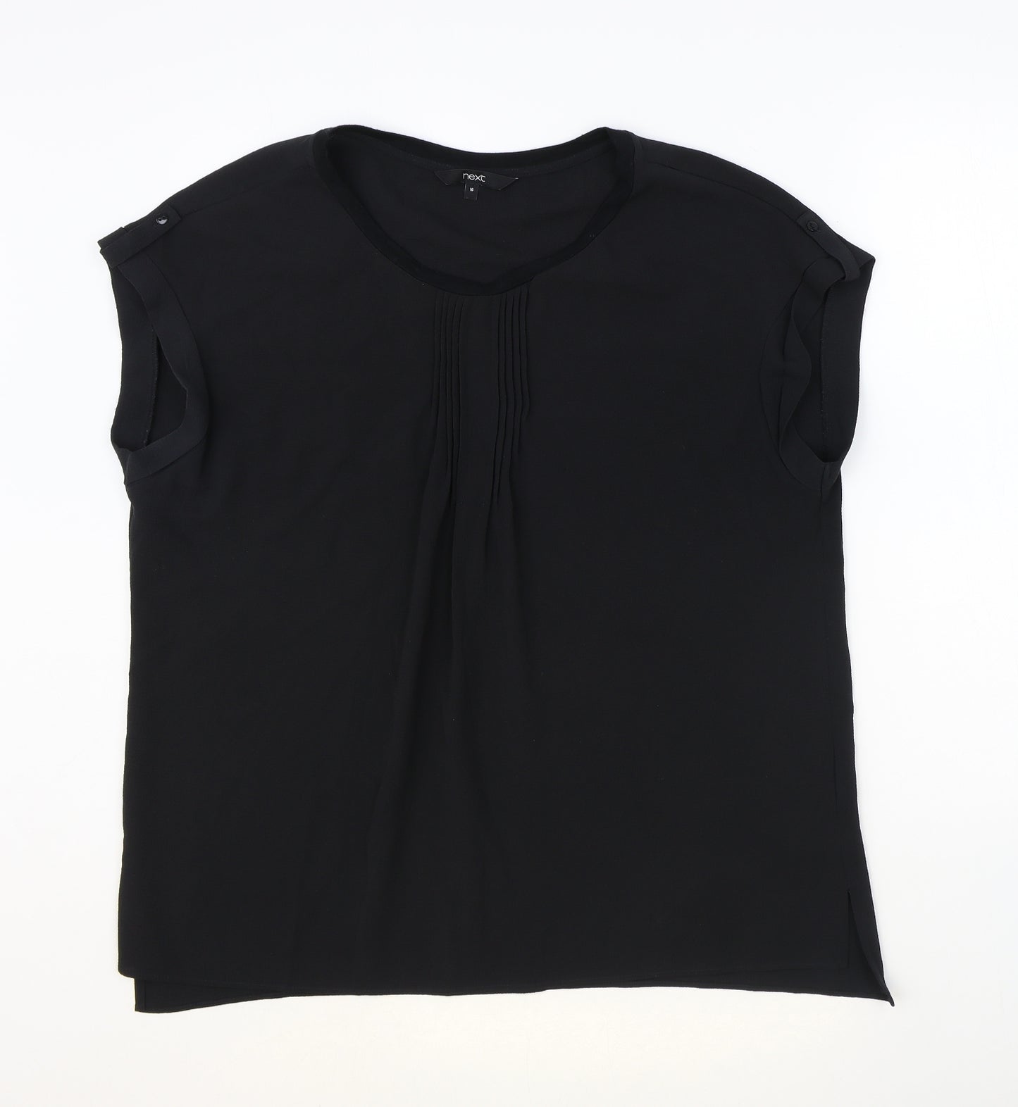 NEXT Womens Black Polyester Basic Blouse Size 16 Round Neck