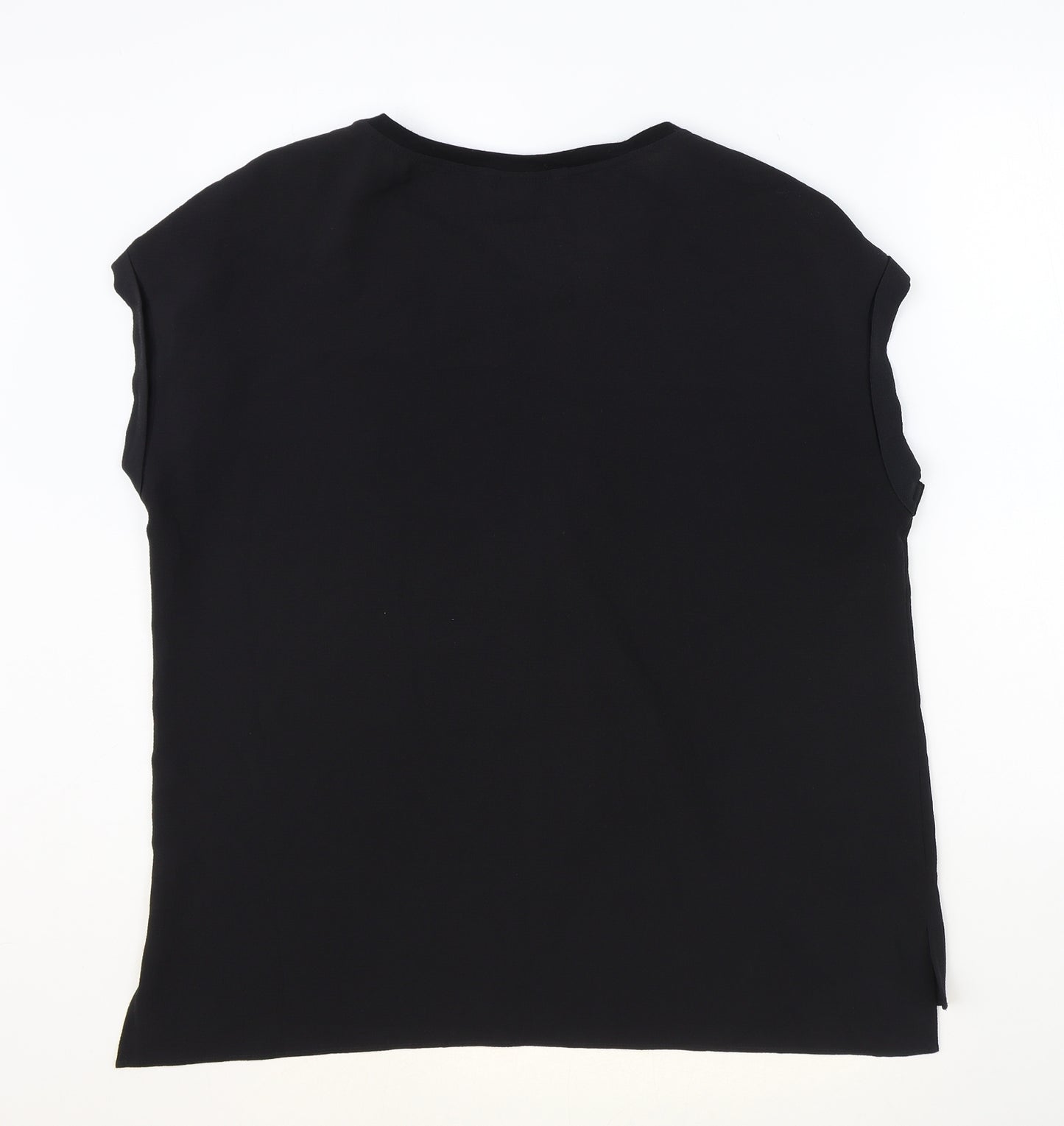 NEXT Womens Black Polyester Basic Blouse Size 16 Round Neck