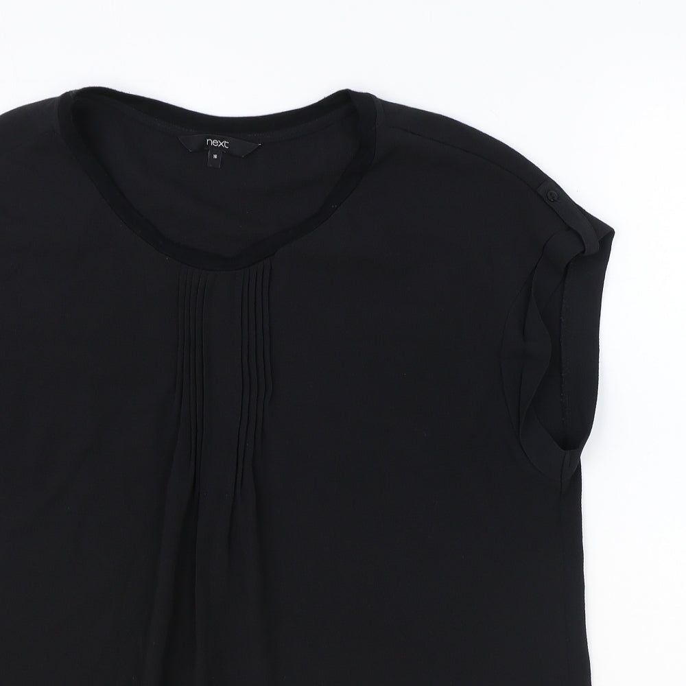 NEXT Womens Black Polyester Basic Blouse Size 16 Round Neck