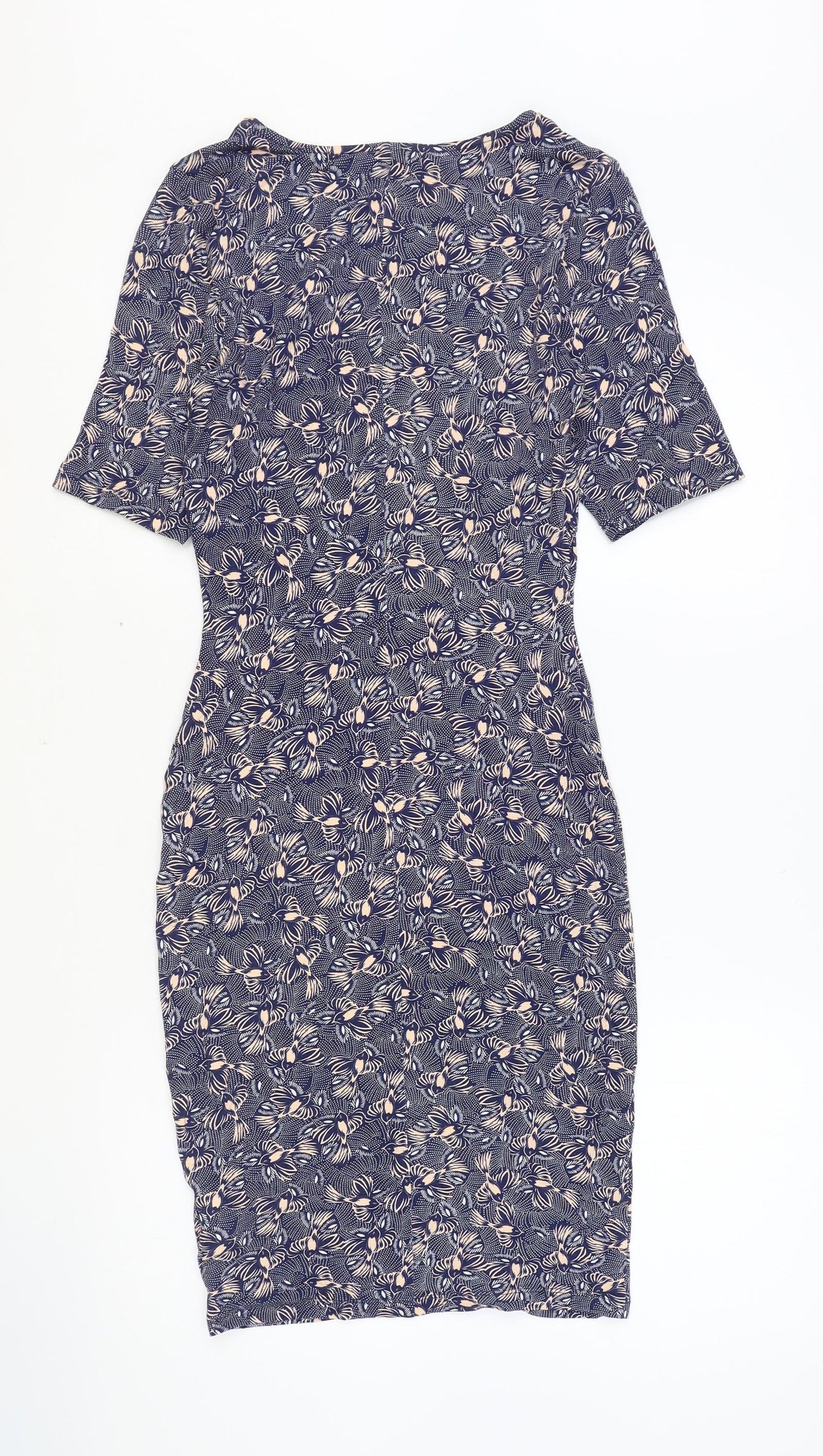 Warehouse Womens Multicoloured Geometric Viscose A-Line Size 6 Round Neck Pullover - Bird Pattern