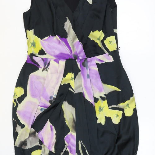 Coast Womens Multicoloured Polyester Sheath Size 12 V-Neck Zip