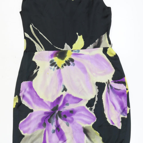 Coast Womens Multicoloured Polyester Sheath Size 12 V-Neck Zip