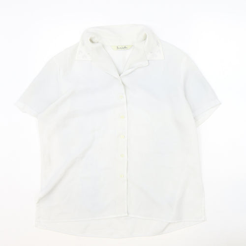 Isabell Womens Ivory Polyester Basic Button-Up Size 18 Collared