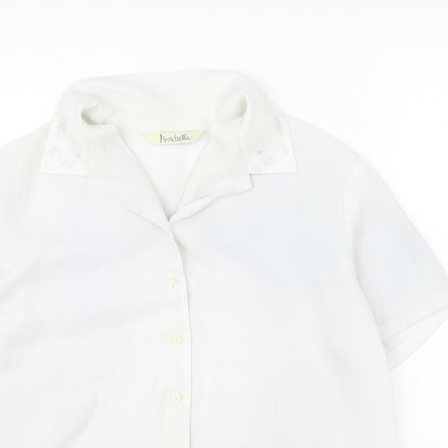 Isabell Womens Ivory Polyester Basic Button-Up Size 18 Collared