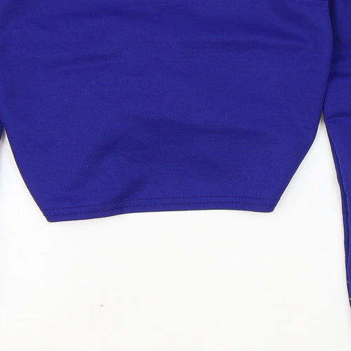 PRETTYLITTLETHING Womens Blue Polyester Cropped Blouse Size 8 V-Neck