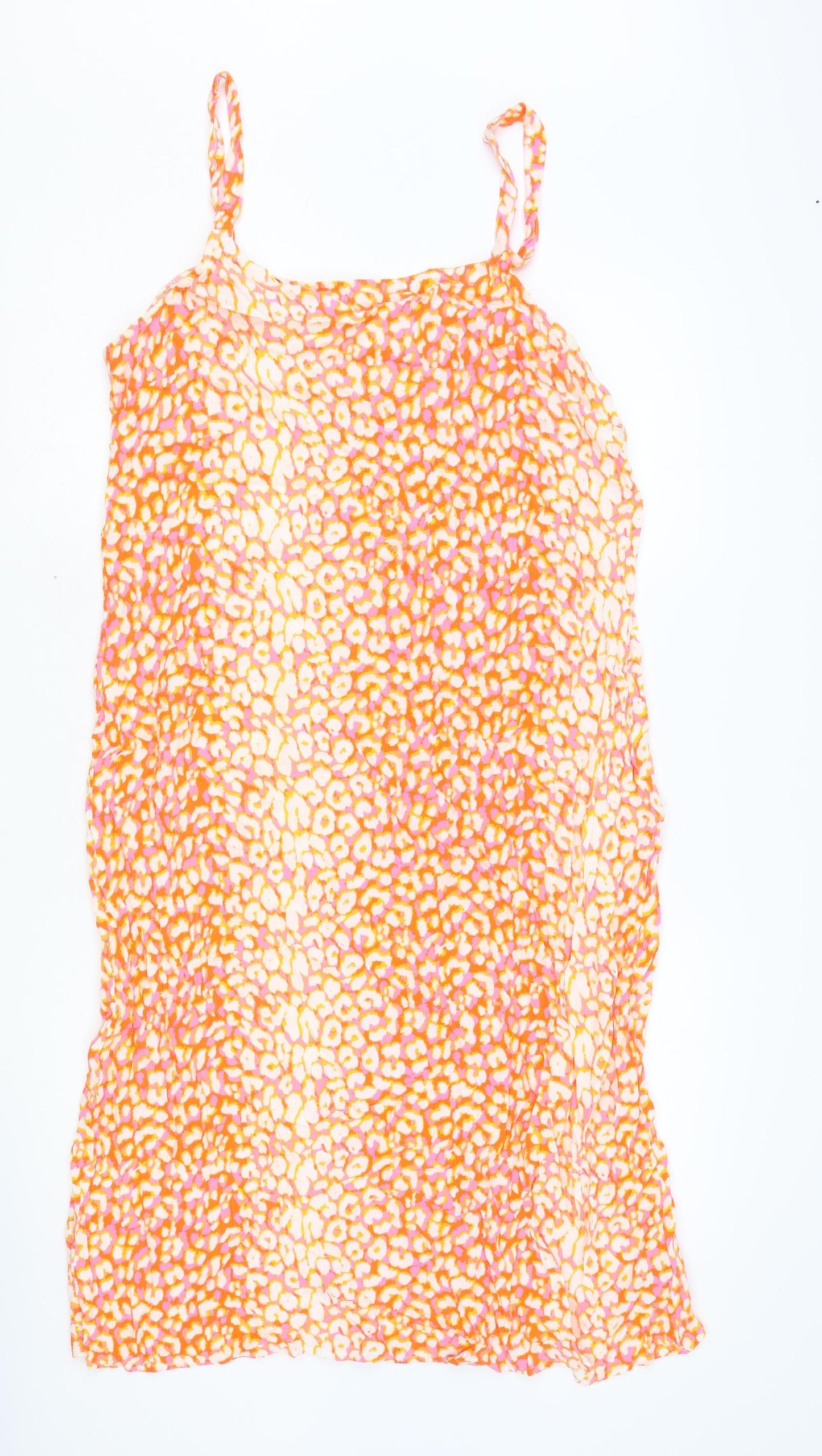 NEXT Womens Orange Animal Print Viscose Shift Size 14 Scoop Neck Pullover