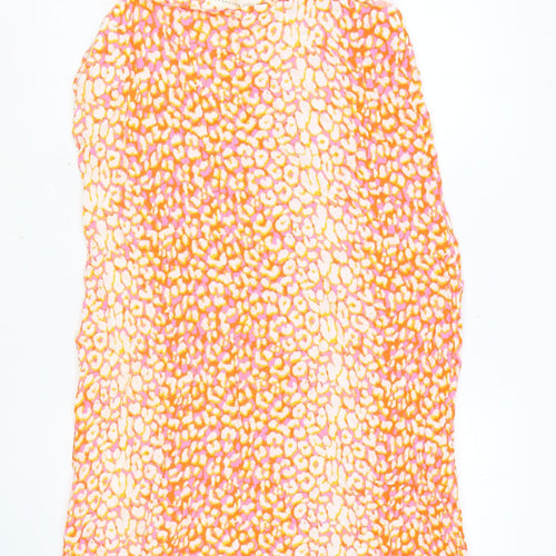NEXT Womens Orange Animal Print Viscose Shift Size 14 Scoop Neck Pullover