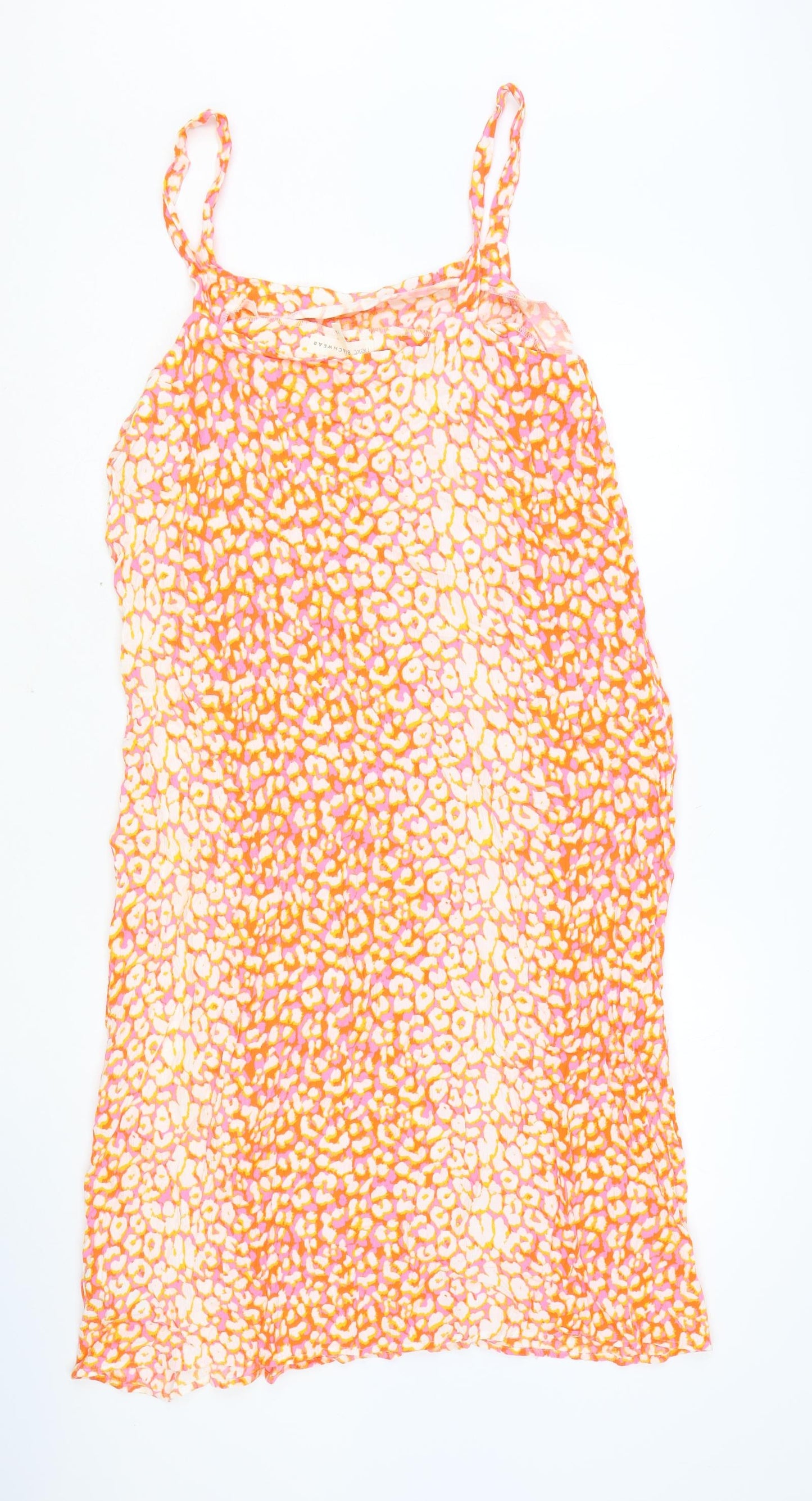 NEXT Womens Orange Animal Print Viscose Shift Size 14 Scoop Neck Pullover