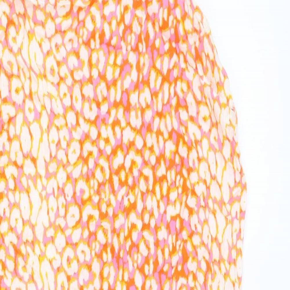NEXT Womens Orange Animal Print Viscose Shift Size 14 Scoop Neck Pullover