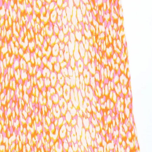 NEXT Womens Orange Animal Print Viscose Shift Size 14 Scoop Neck Pullover