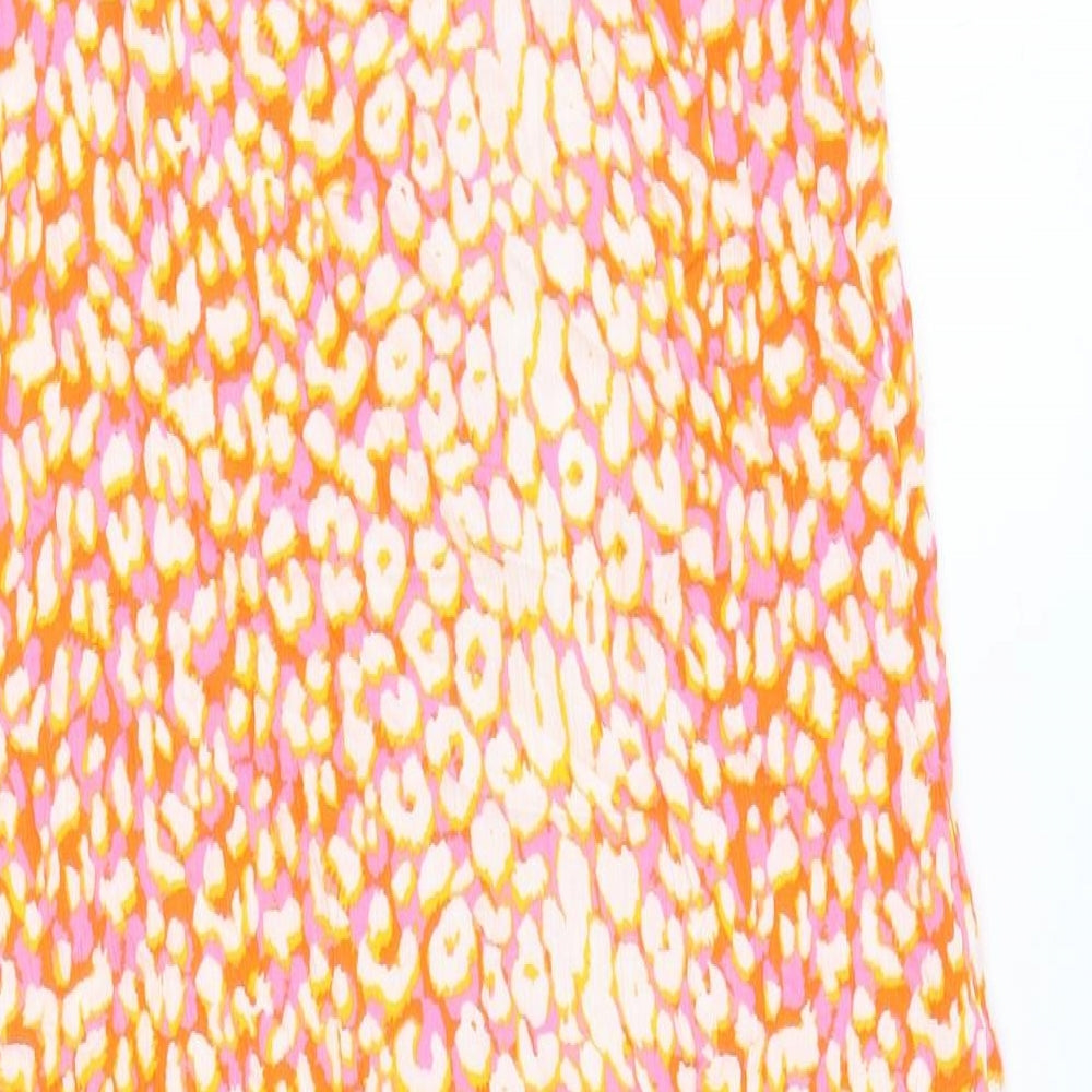 NEXT Womens Orange Animal Print Viscose Shift Size 14 Scoop Neck Pullover