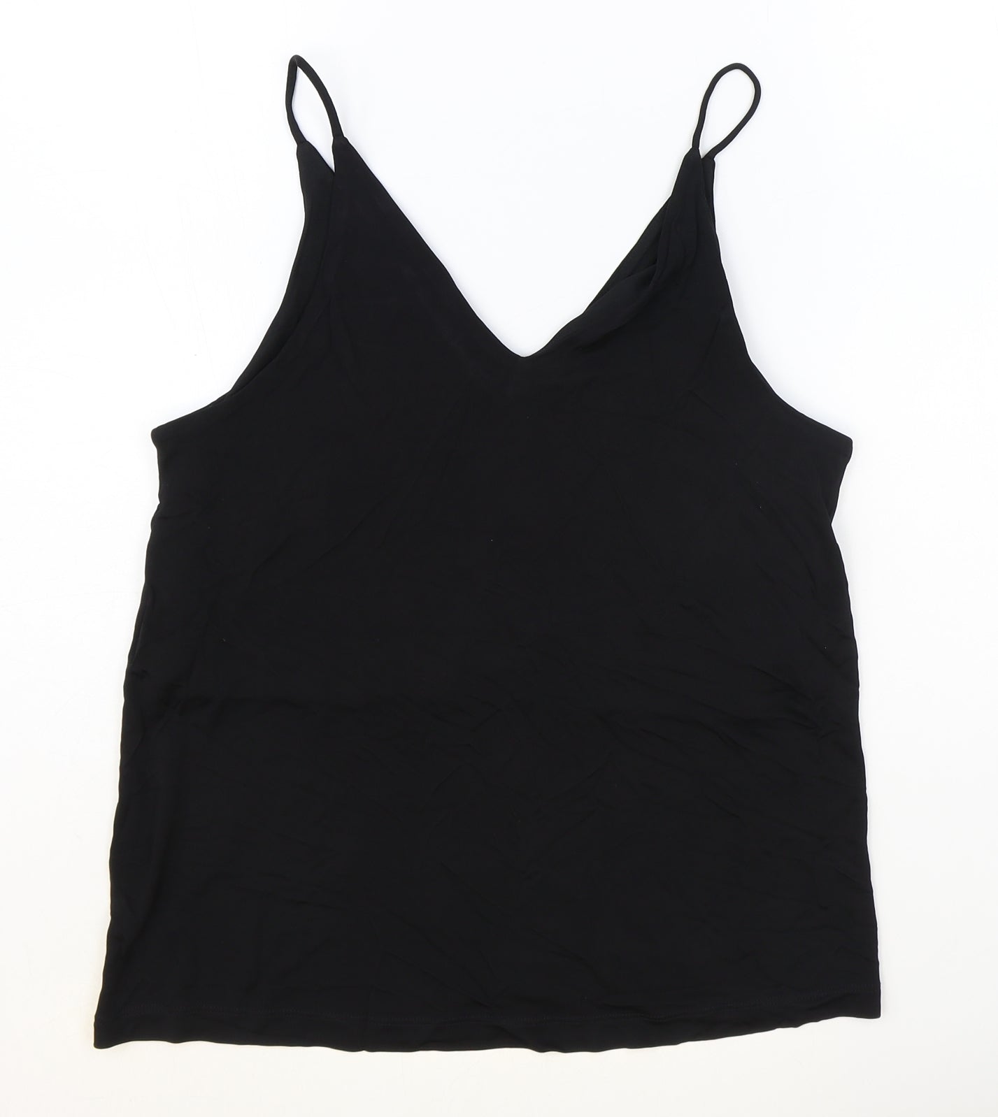H&M Womens Black Viscose Basic Tank Size S V-Neck