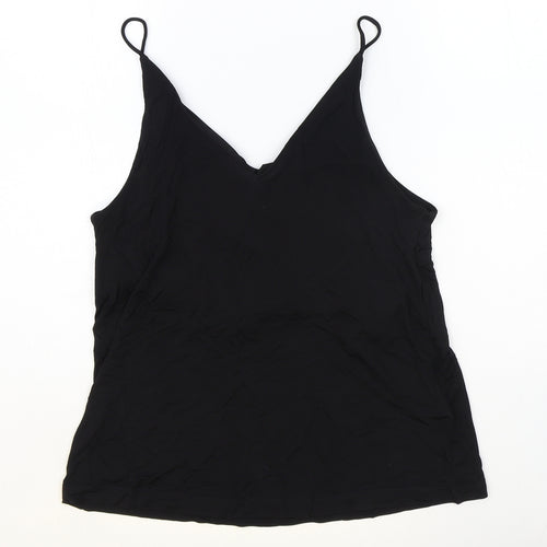 H&M Womens Black Viscose Basic Tank Size S V-Neck