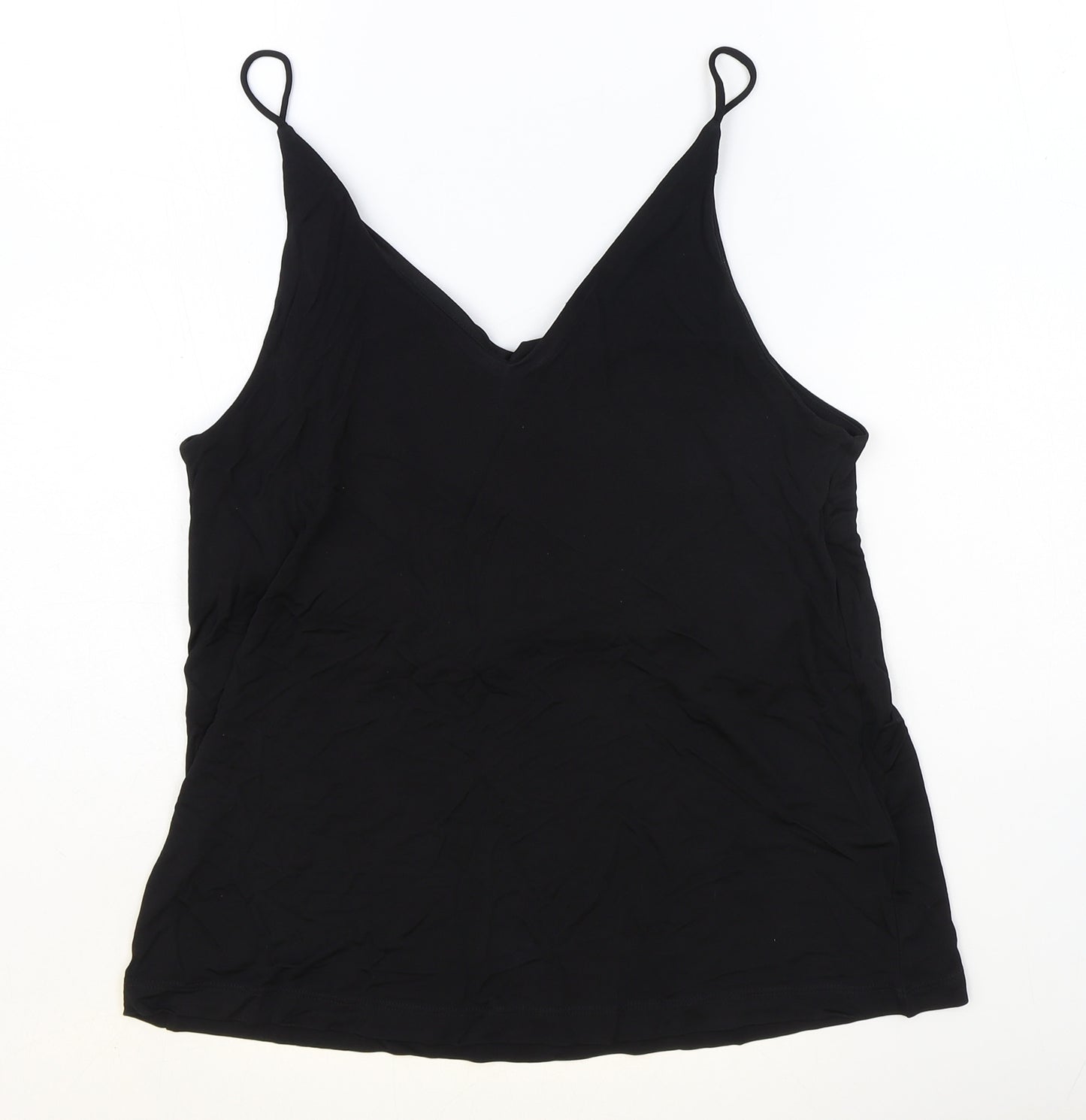 H&M Womens Black Viscose Basic Tank Size S V-Neck
