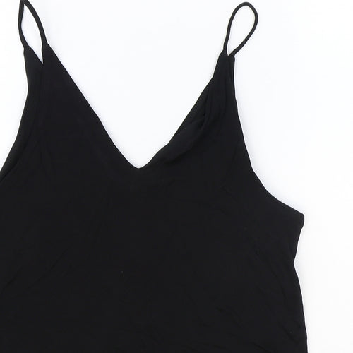 H&M Womens Black Viscose Basic Tank Size S V-Neck