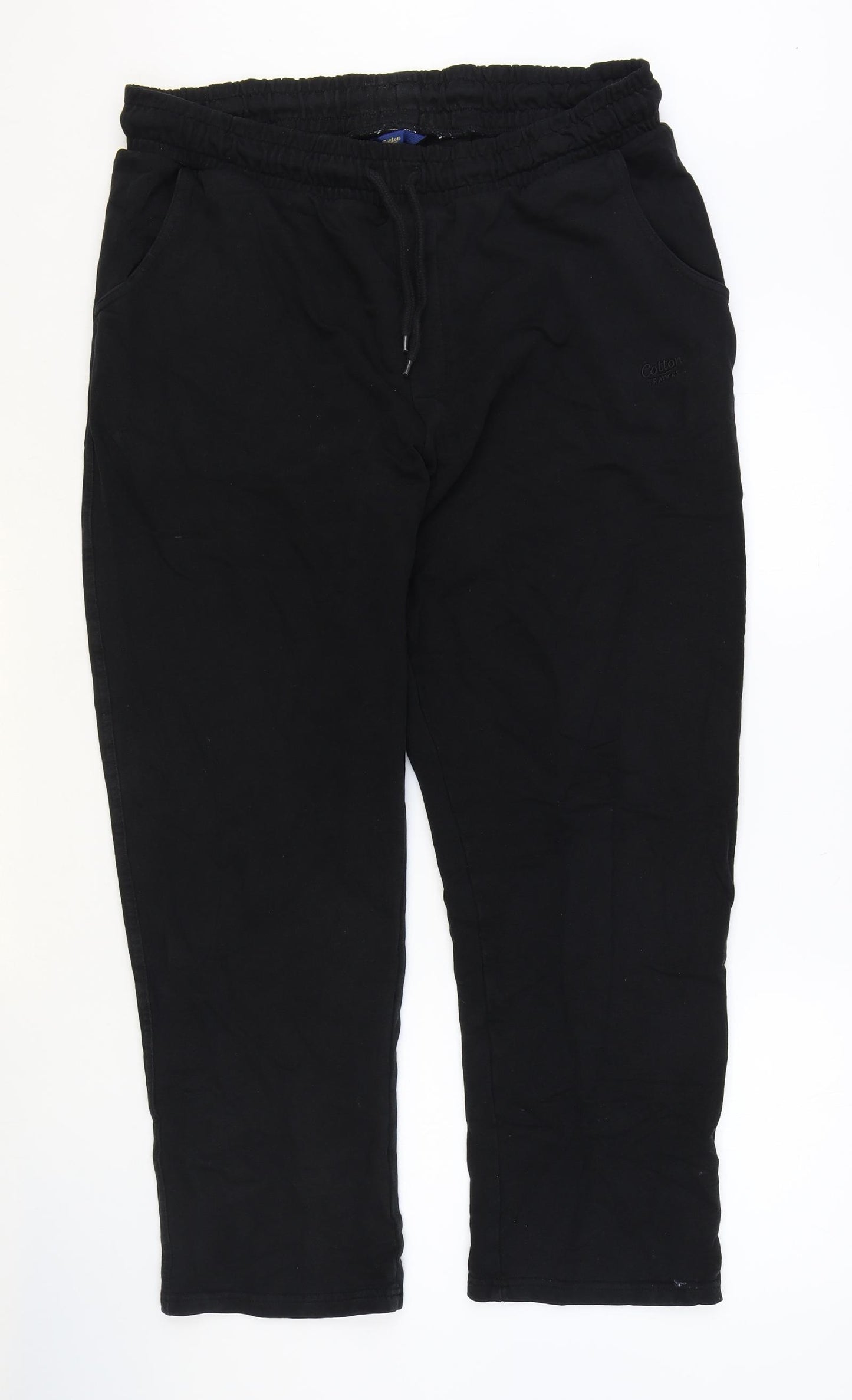 Cotton Traders Womens Black Cotton Jogger Trousers Size M Regular Tie