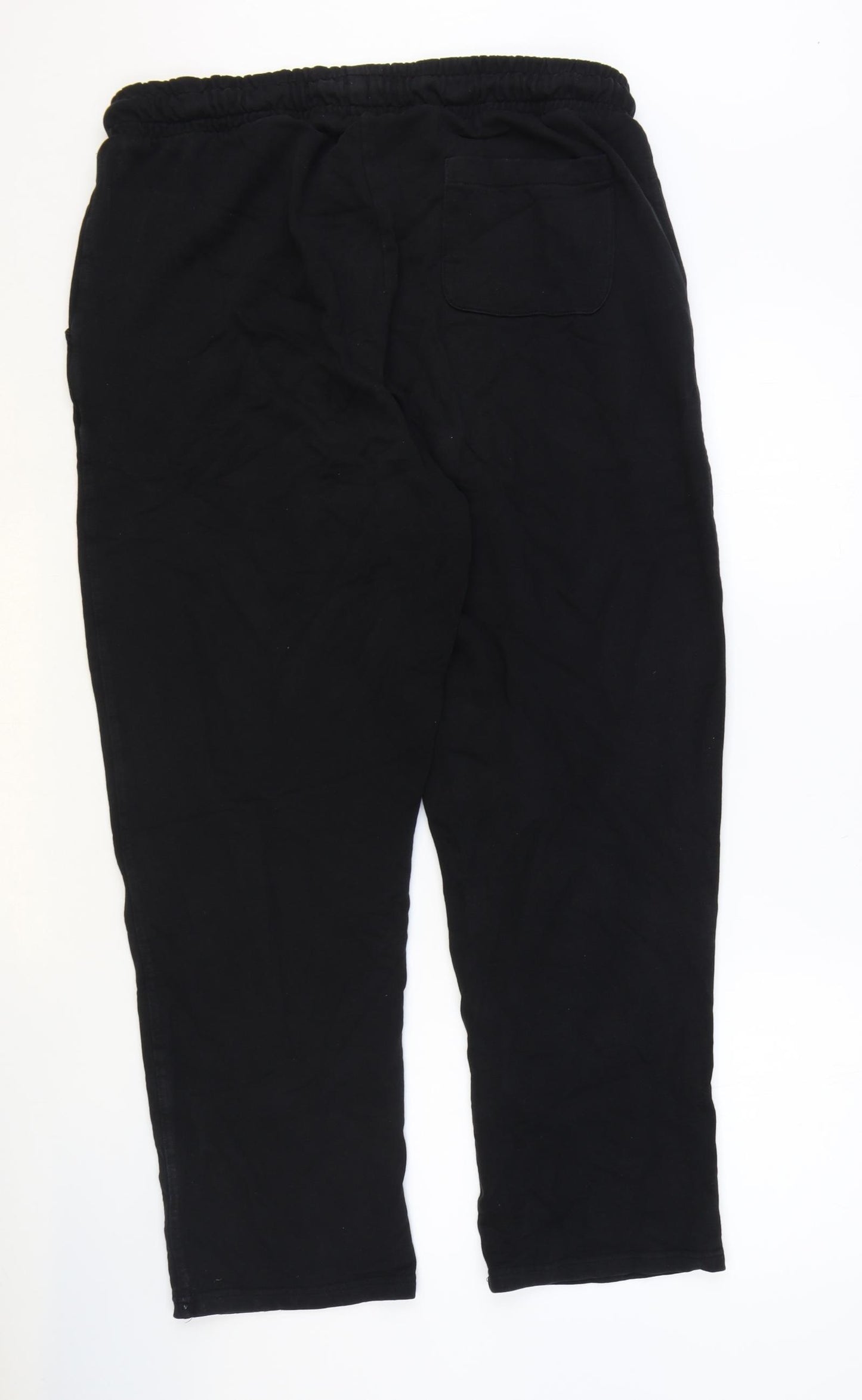 Cotton Traders Womens Black Cotton Jogger Trousers Size M Regular Tie