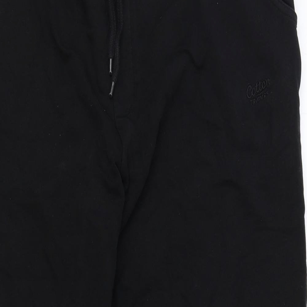 Cotton Traders Womens Black Cotton Jogger Trousers Size M Regular Tie