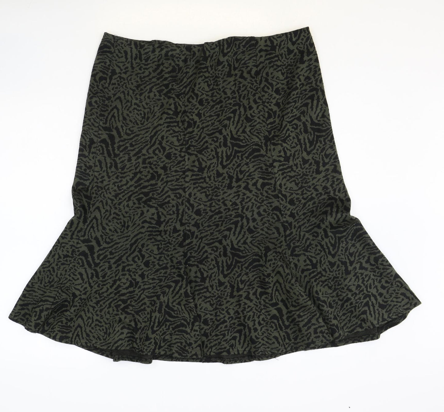 BM Womens Green Animal Print Acrylic Swing Skirt Size 16