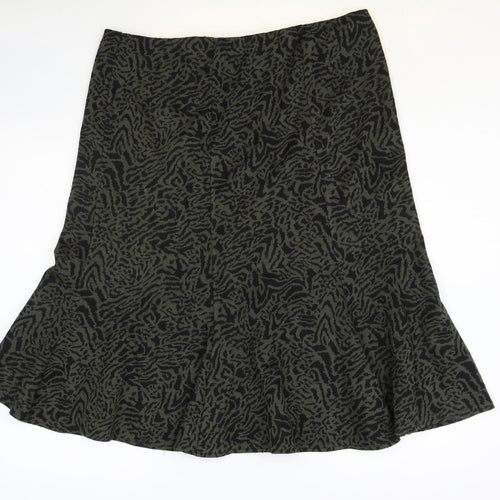 BM Womens Green Animal Print Acrylic Swing Skirt Size 16