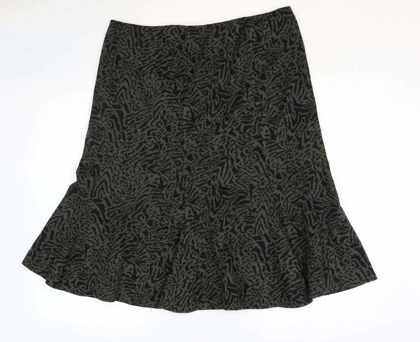 BM Womens Green Animal Print Acrylic Swing Skirt Size 16