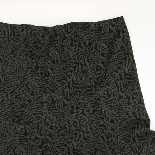 BM Womens Green Animal Print Acrylic Swing Skirt Size 16